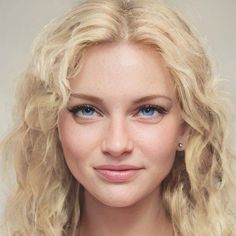 a woman with blonde hair and blue eyes