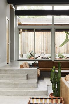 a living room filled with lots of furniture and plants