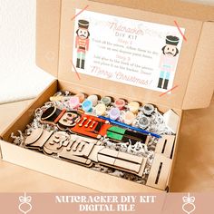 nutcracker diy kit in a cardboard box