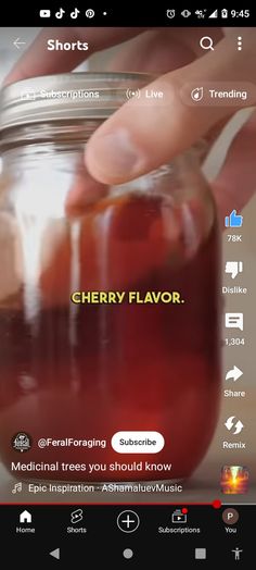 a person is holding a jar with cherry flavor in it and the caption reads cherry flavor