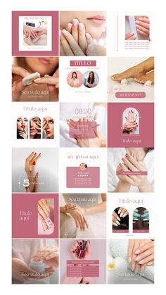 a collage of photos showing different types of nails