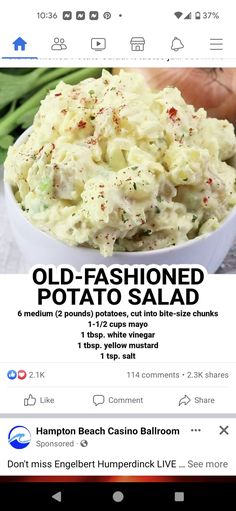 the old - fashioned potato salad is on the app