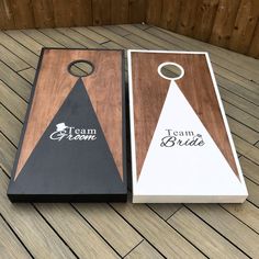 wedding games Wedding Corn Hole Boards, Country Wedding Games, Team Bride Team Groom, Painted Corn Hole Boards, Wedding Cricut, Outdoor Wedding Games, Forest Theme Party, Wedding Cornhole Boards