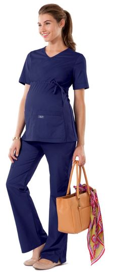 Cherokee Scrubs Workwear Core STRETCH Maternity V-Neck Knit Panel Top http://www.medicalscrubsmall.com/ Maternity Cargo Pants, Maternity Work Wear