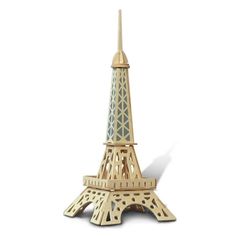 a wooden model of the eiffel tower