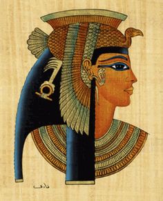 an egyptian painting with the head of tutane and horns on it's face