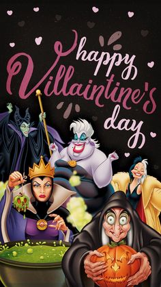 an image of a happy valentine's day card with characters from disney and the princesses