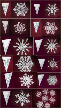 twelve snowflakes are shown in white on red paper, and each has an individual's own design