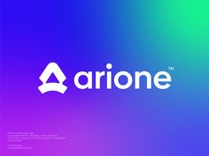 the logo for an electronic company on a purple and blue background with white letters that read'arione '