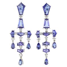 18KT:6.442g, Diamond:0.76ct, Tanzanite:7.22ct, Size: 47X16 MM" Premium Jewelry, Diamond Dangle Earrings, Forever Jewelry, Tanzanite Gemstone, Royal Jewels, Evil Eye Jewelry, Mens Jewelry Bracelet, Eye Jewelry, Fine Jewelry Gift