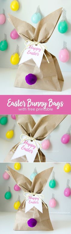 easter bunny bags with free printable tags