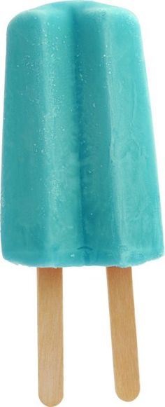 a blue popsicle sitting on top of a wooden stick