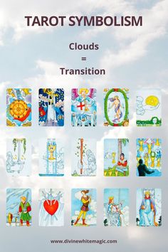 This image shares the meanings of a Cloud when it appears in a Tarot Card image Tarot Secrets, Tarot Symbols, Tarot Study, Knot Magic, Divine White, Symbolism Meaning