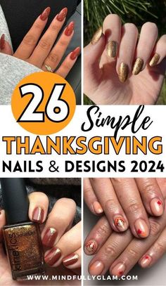 25+ Trendy Fall Nails Designs You'll Adore Nail Ideas For Thanksgiving, Simple Cute Nail Ideas, Thanksgiving Nail Ideas, Thanksgiving Nails Design Fall, Thanksgiving Nail Designs, Thanksgiving Nail, Festive Nail Art, Thanksgiving Fashion, Cute Spring Nails