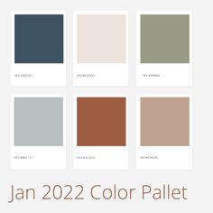 the pantone color palette is shown in various colors and sizes, including brown, green,