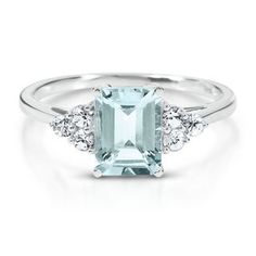 Aquamarine Ring Helzberg Diamonds, White Sapphire Ring, Aquamarine Engagement Ring, Aquamarine Jewelry, Aquamarine Ring, Gem Ring, Aquamarine Rings, Pretty Rings, The Band