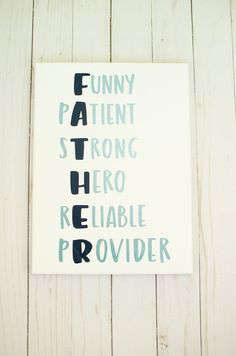 a white canvas with the words funny patient strong hero reliable provider