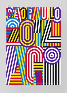 an abstract poster with colorful lines and numbers on it's side, in the middle of