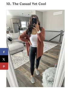 Cardigans With Leggings, Simple Fall Outfits Leggings, Cute Outfits With Leather Leggings, 60 Degree Weather Outfit Leggings, Outfits With Leggings And Cardigans, Vans Outfit Womens Winter, Vans Styling Outfits, Movie Date Outfit Leggings, Saturday Cute Outfit