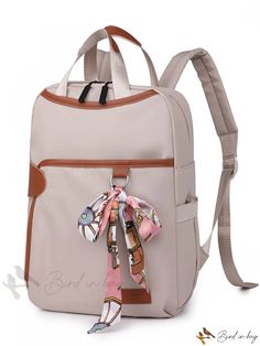 Bird in Bag - Silk Decorative Travel Bag with Large Capacity Casual School Laptop Bag, Casual Cream Satchel For School, Casual Daily Use Laptop Bag, Large Capacity Beige Shoulder Bag For Back To School, Casual Satchel Laptop Bag With Removable Pouch, Beige Large Capacity Shoulder Bag For Back To School, Trendy Khaki Travel Bags, Casual Travel Laptop Bag With Adjustable Strap, Casual Laptop Bag With Adjustable Strap For Travel