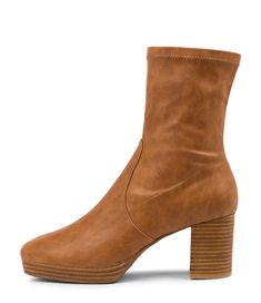 BRAVE DK TAN STRETCH. Leather boots are a cold-weather classic that never goes out of fashion. BRAVE by Mollini rests on a sturdy stacked block heel and features an easy-fit side zip. Stretch Leather Boots, Metallic Sneakers, Faux Leather Boots, Ankle Boots Flat, Long Boots, Sandals For Sale, Boots And Sneakers, Flat Boots, Sneaker Heels