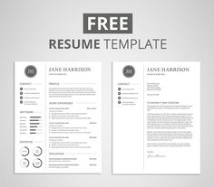 two professional resume templates with one cover letter and the other in black on white