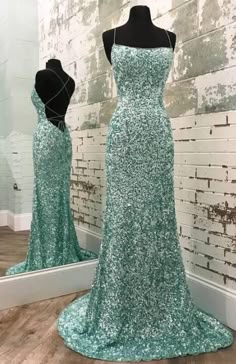 Sexy Mermaid Scoop Neck Cross Back Sequin Long Sequin Prom Dress, Winter Formal, فستان سهرة, Green Sequins, Mermaid Evening Dresses, Dresses Elegant, Dress Evening