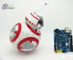 a star wars droid toy next to a raspberry board