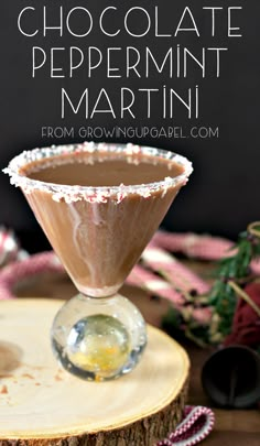 chocolate peppermint martini with text overlay