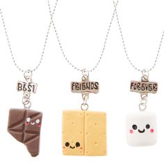 Claire's Best Friend S'mores Pendant Necklaces - 3 Pack Best Friend Forever, Forever Necklace, Floating Diamond Necklace, Bff Jewelry, Bff Bracelets, Friend Jewelry, Bff Necklaces, Best Friend Jewelry, Best Friend Necklaces