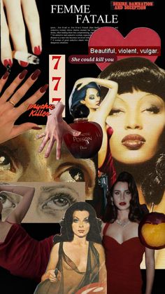 a collage of women's faces and their nails