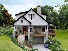 051H-0430: Craftsman Mountain House Plan; 1633 sf, 3 Bedrooms, 2.5 Baths, Drive-Under Garage 2 Story Cottage House Plans, Beach Cottage Plans, 3 Bedroom Cottage Floor Plans, Floor Plans Cottage, Cottage Floor Plan, 3 Bedroom Cabin, Cottage Flooring, Carriage House Plans, Fantasy Village