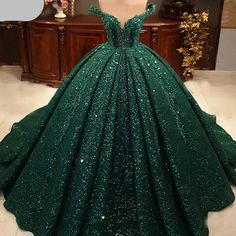 Hot Appliques Ball Gown Dark Green Wedding Dress Sequin Quinceanera Dress sold by MychicDress. Shop more products from MychicDress on Storenvy, the home of independent small businesses all over the world. Dark Green Wedding Dress, Dark Green Quinceanera Dresses, Emerald Green Quinceanera, Green Quinceanera Theme, Green Wedding Dress, Green Quinceanera, Dresses Sweet 16, Green Ball Gown, Green Quinceanera Dresses