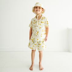 Organic Boys Shirt and Shorts Outfit Linen - Citron - Makemake Organics Shirt And Shorts Outfit, Sweater Skirt Set, Shirt And Shorts Set, Tee Shorts, Toddler Pillow, Pajama Dress, Shirt And Shorts, Mini Crib, Boys Shirt