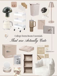 a collage of items that are mostly white