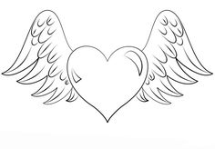 a heart with wings drawn in the shape of a heart