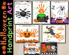 halloween greeting cards with pumpkins, bats and spiderweave on them for kids to make