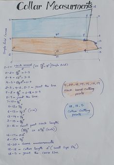 shirt collar measurements (take it on canvas) Fashion Studies, Feather Template, Stitching Tutorial, Neck Stitching, Uniform Ideas