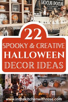 halloween decorations with the words 22 spooky and creative halloween decor ideas on it