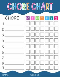 a printable chore chart for kids