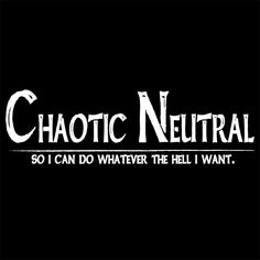 the logo for chaotic neutral, which is written in black and white on a black background