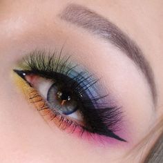 Rainbow Eye Makeup, Halloweenský Makeup, Make Up Designs, Rainbow Makeup