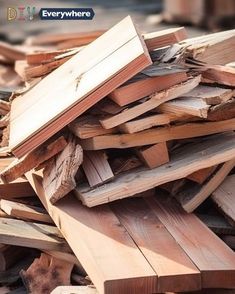 a pile of wood that is sitting on the ground