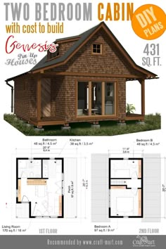 two bedroom cabin plans with cost to build