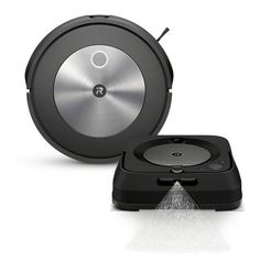 a black robot vacuum with its lid open