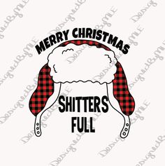 merry christmas shitter's full buffalo plaid hat with the words, merry christmas