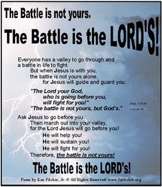 the battle is the lord's poster with an image of lightning in the sky