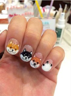 15 Hermosos diseños de uñas inspirados en tu perrito Nail Art Funky, Bird Nail Art, Animal Nail Designs, Nail Art For Kids, Kutek Disney, Cute Nail