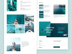 an open page with photos and text on it, including the words yacht trip you can afford