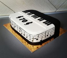 a sheet cake with musical notes on it